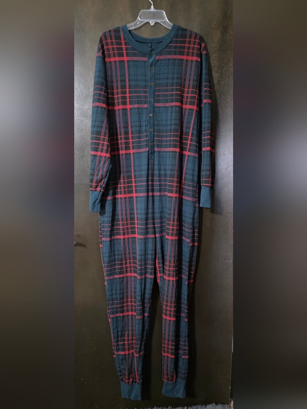 Hearth & Hand With Magnolia Plaid Union Suit One-Piece Pajama Unisex Size L